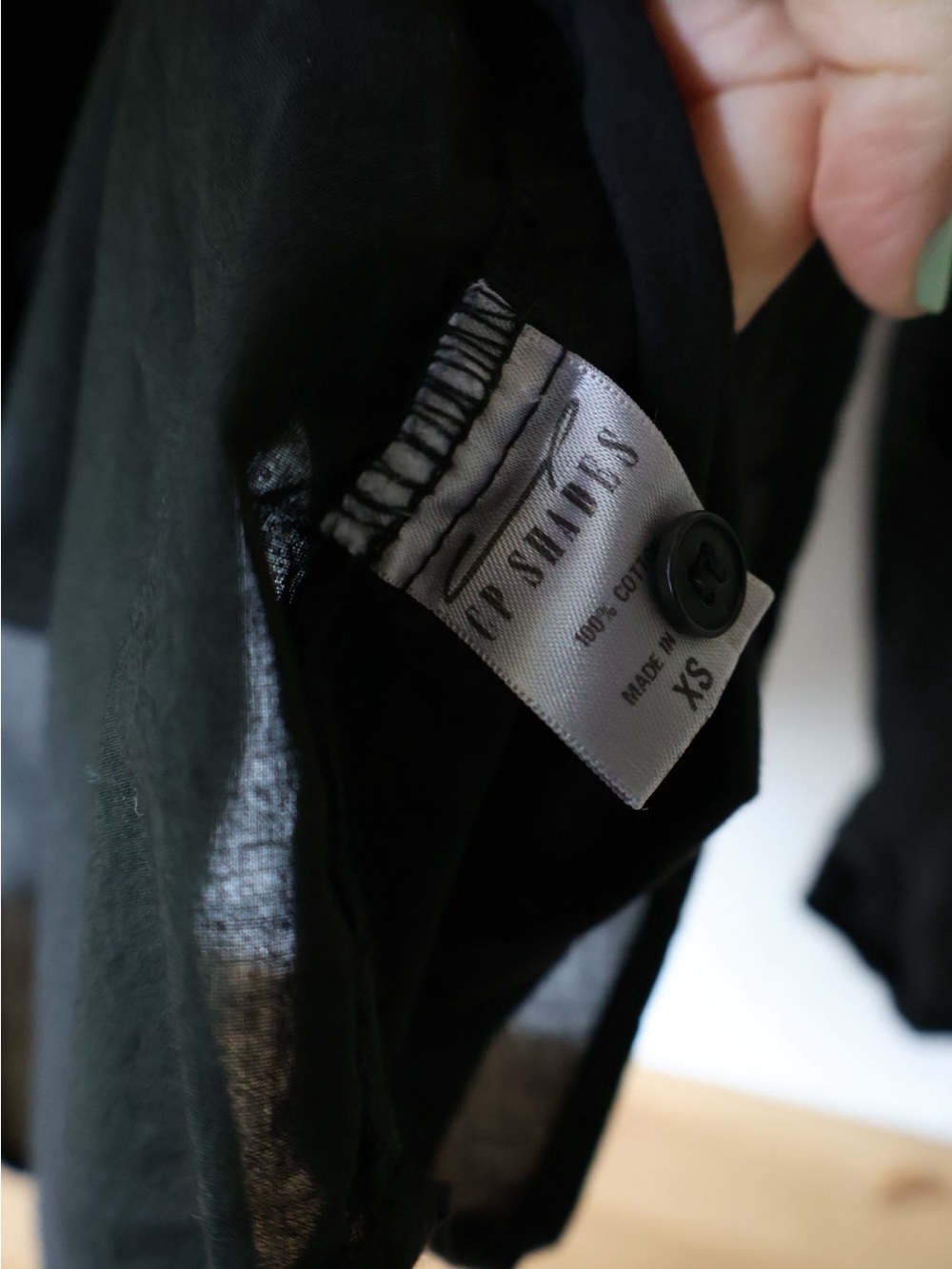CP Shades Black Button-Up Shirt Cotton Oversized Women’s XS Natural Dye - Picture 4 of 6